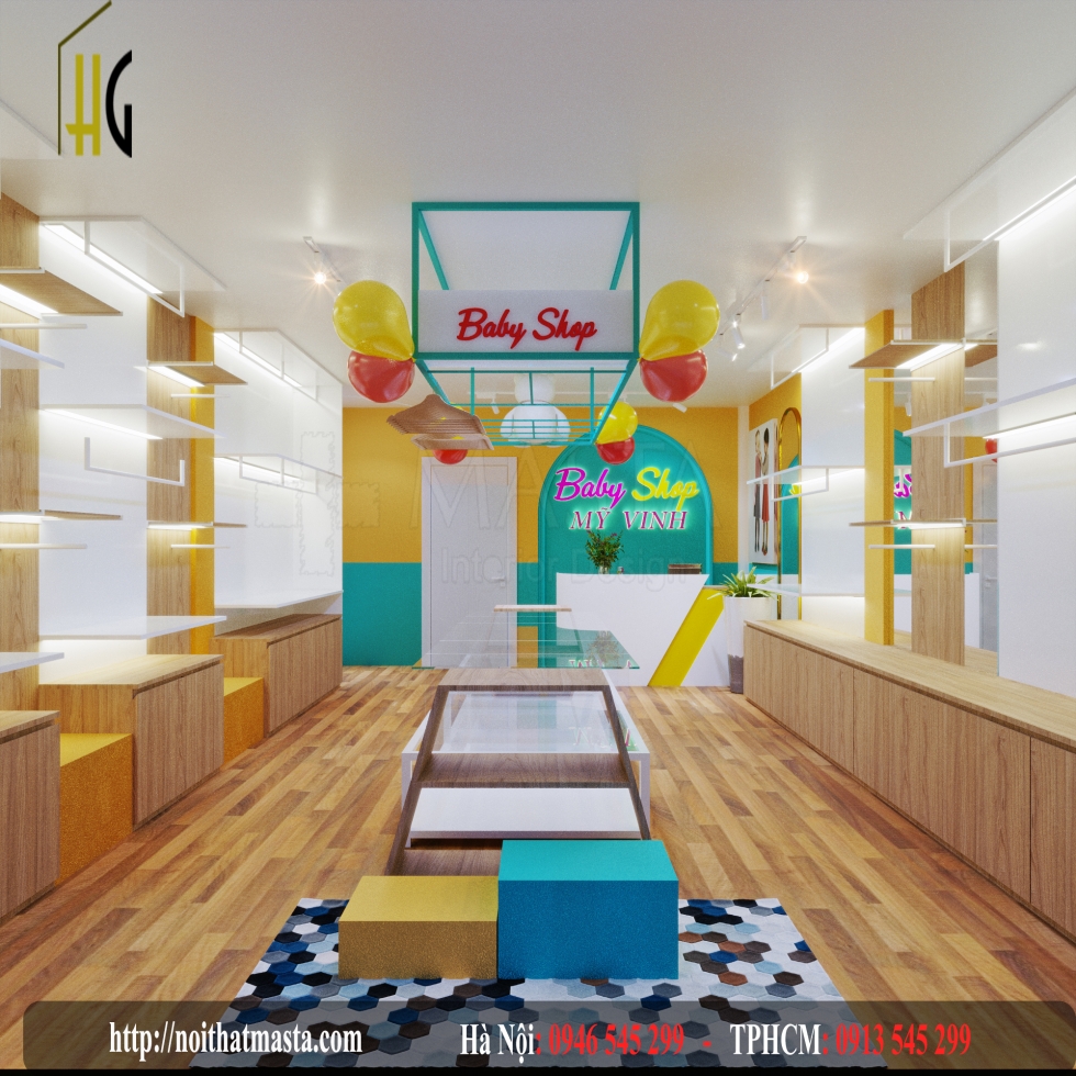 Thiết kế shop mẹ bé Baby shop Mỹ Vinh
